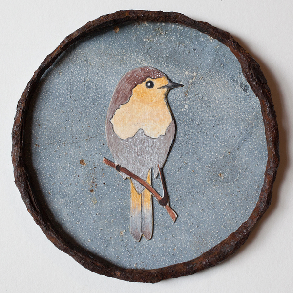 Ronde d'oiseaux-peinture de passereaux sur métal